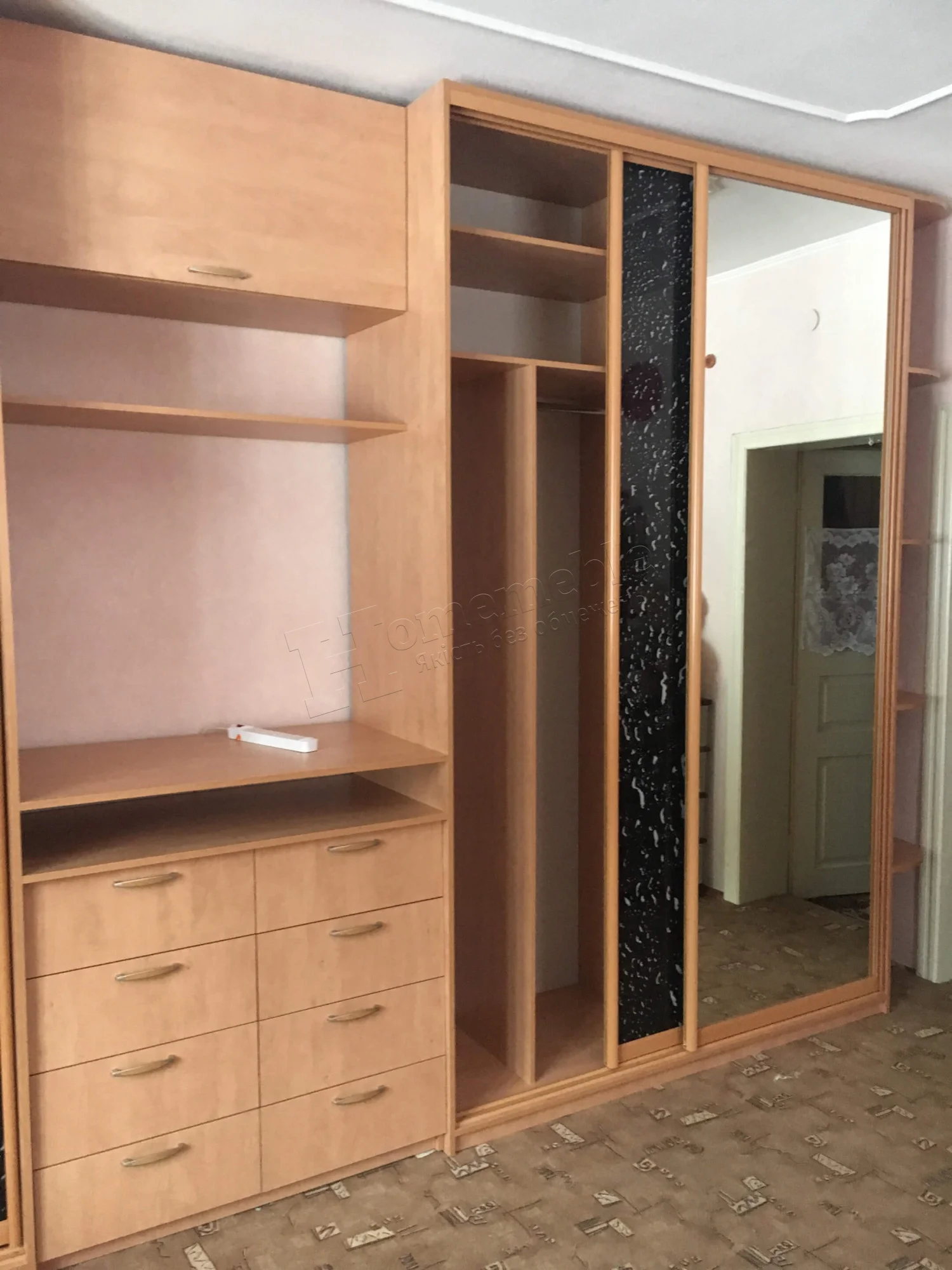 Шафа-купе №350 — у спальню, з фотодруком орхідей і комодом, фото 3