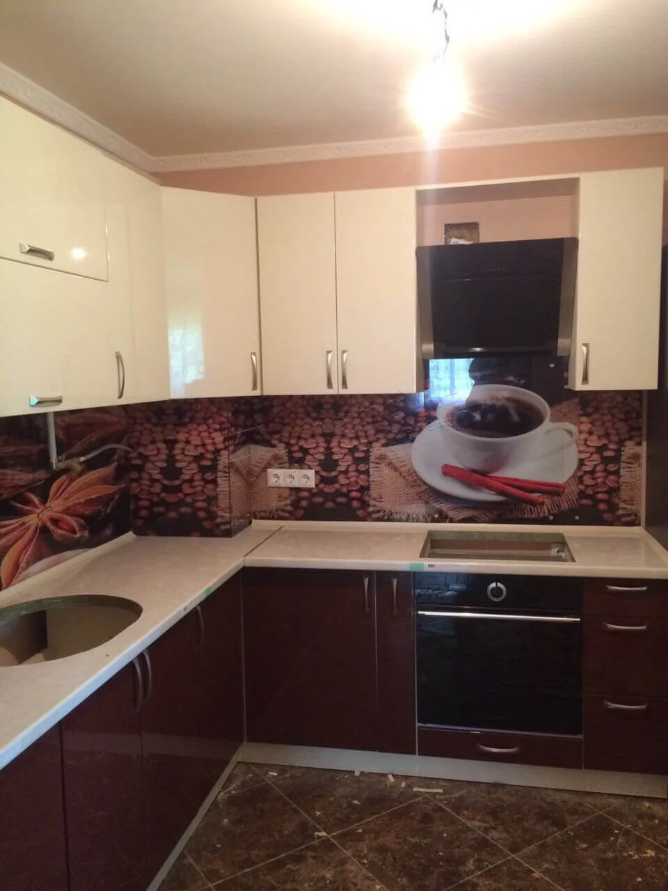 Кухня №436 — глянцева кутова, з фотодруком на фартусі, фото 3